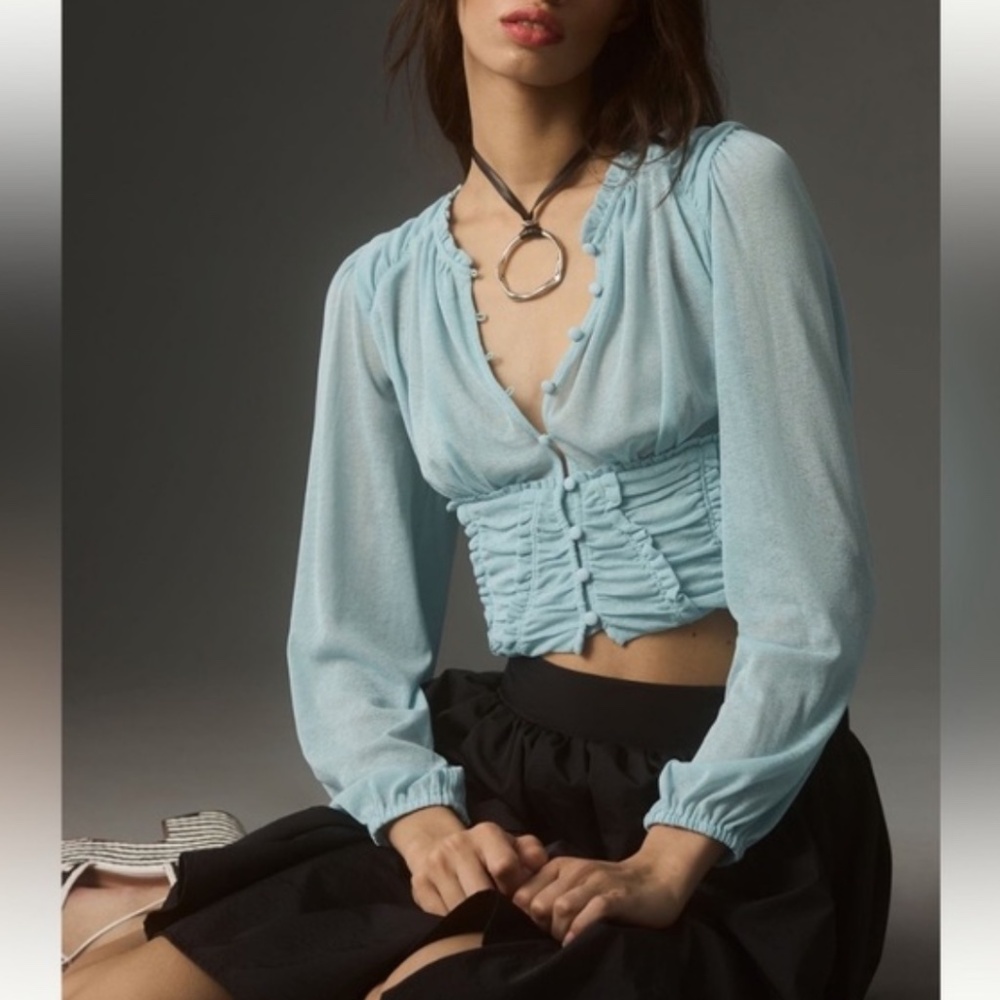 Anthropologie New WO tags Blue Blouse